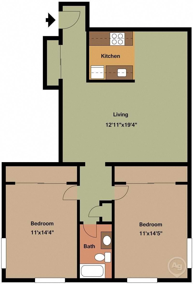 2 Bedroom Deluxe Floor Plan